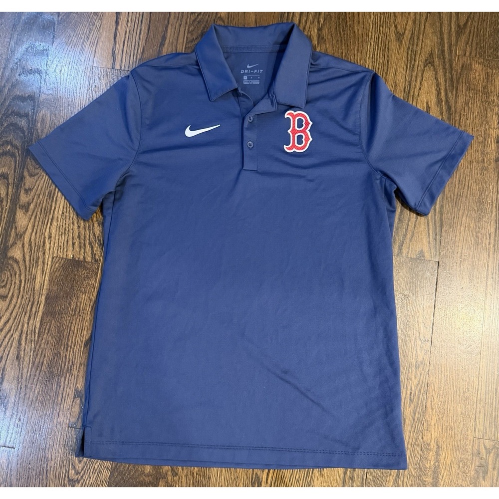 Nike Boston Red Sox Polo Shirt Mens Medium Blue Performance DriFit MLB